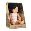 lalka dziewczynka europejka czarne krecone wlosy 38 cm miniland doll