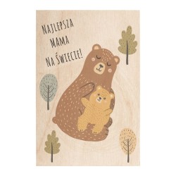 Drewniana kartka Najlepsza Mama na świecie Misie / Miwoodo