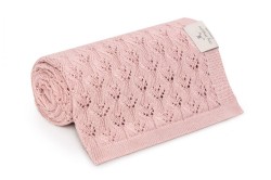Ażurowy kocyk bambusowy 80x100 powder pink / My Memi