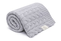 Kocyk warkocz z wełny merino 100% Grey / My Memi