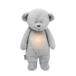 MOONIE 2.0 SILVER Szumiący Miś z lampką nocną szary