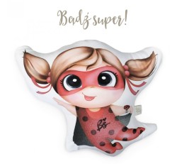 Duża poduszka bawełniana dekoracyjna Superhero Ladybug Girl BabySteps