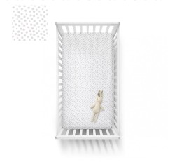 Bawełniane prześcieradło do łóżeczka Kropki Szare 60x120 / BabySteps 