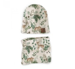 Komplet prążkowany czapka i komin Animals Garden / BabySteps