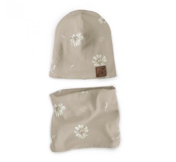 Komplet prążkowany czapka i komin Daisies / BabySteps