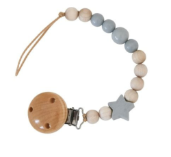Zawieszka do smoczka drewniana Light Grey / Tiny Star