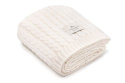 Ciepły kocyk z wełny merino 100% cream premium collection / My Memi