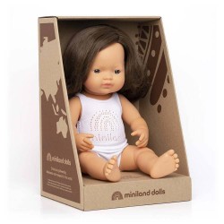 Lalka Miniland dziewczynka Europejka 38 cm Brązowe Włosy