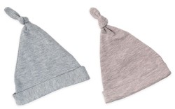 Czapeczka Krasnal 2szt. Jasny Szary - Róż 2-4 miesiące/ Sleepee  