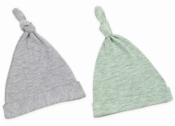 Czapeczka Krasnal 2szt. Jasny Szary-Mięta 2-4 miesiące/ Sleepee