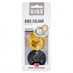 Smoczek uspokajający 2 szt kauczuk Hevea Mustard & Dark S / BIBS