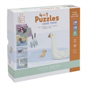 Puzzle 4 rodzaje zwierzątek Little Goose / Little Dutch
