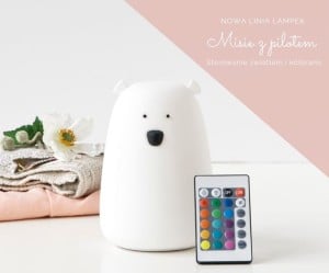 Duża lampka led Miś Biały z pilotem i USB / Rabbit&Friends