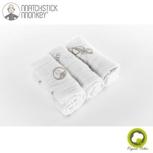 Pieluszki muślinowe 70x70 3 szt Grey /Matchstick Monkey