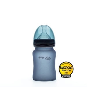 Szklana butelka reagująca na temperaturę 150 ml Black - czarna / Everyday Baby