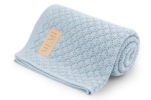 Dwustronny kocyk bambusowy 80x100 baby blue-jasny niebieski / Memi