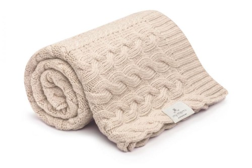 kocyk warkocz ze 100 welny merino warm beige