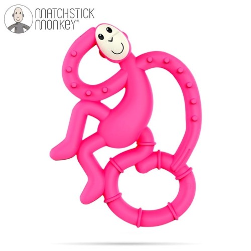 Gryzak masujący ze szczoteczką pink Matchstick Monkey