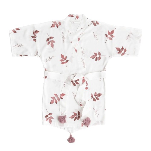 szlafrok bambusowy kimono dla dziecka dirty pink leaves bolo