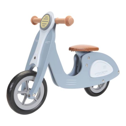 Drewniany rowerek biegowy skuter błękit / Little Dutch