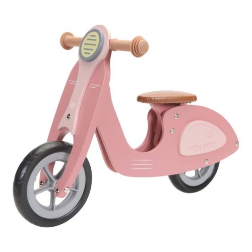 drewniany rowerek biegowy skuter róż little dutch