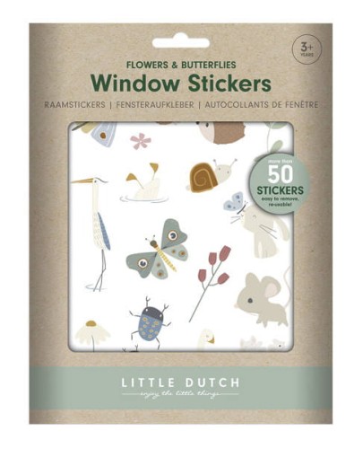 naklejki wielokrotnego użytku na okno flowers&butterflies little dutch