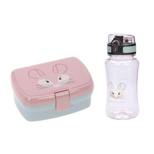 Zestaw na lunch Lunchbox z Tritanową butelką bidonem 460 ml About Friends Szynszyla Lassig
