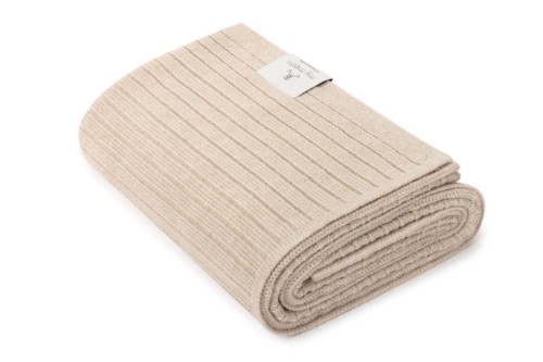 my memi kocyk w prążek z wełny merino beige