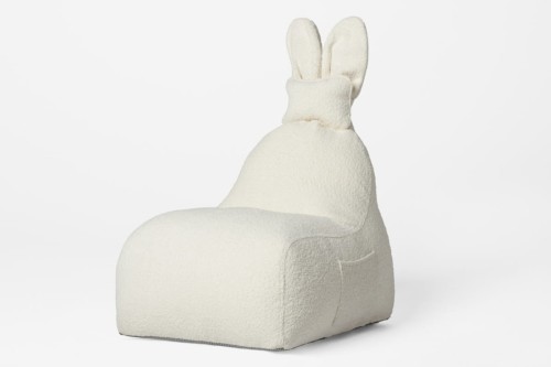 Uszata pufa siedzisko z oparciem Funny Bunny Teddy - Off White The Brooklyn Kids