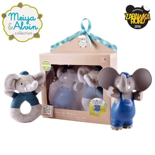 Gryzak Słoń Alvin zestaw BABYSHOWER - Meiya &amp; Alvin