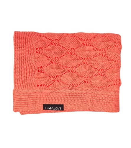 Kocyk ażurowy 100x80 boho koral / Lullalove