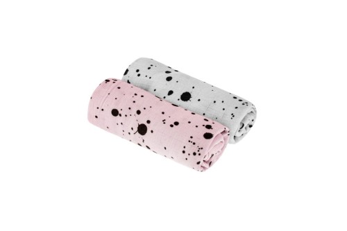 Pieluszka muślinowa 2 szt szara-różowa Ink / Sleepee