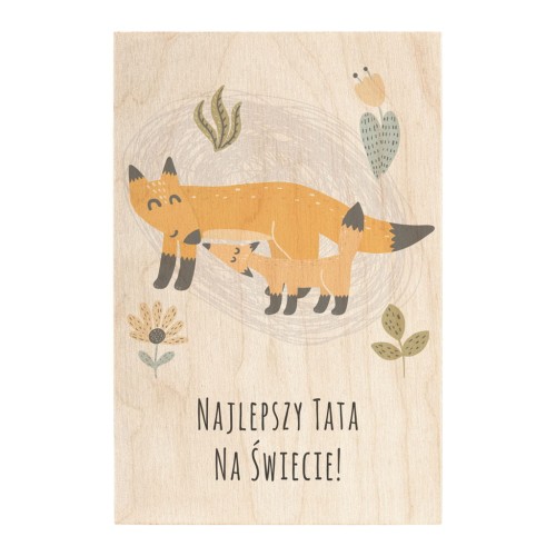 Drewniana kartka Najlepszy Tata na Świecie Liski / Miwoodo