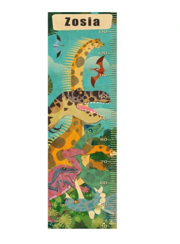 Drewniana miarka wzrostu dla dzieci 140 cm Dinozaury / Miwoodo