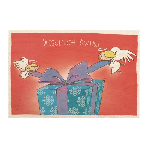 Drewniana kartka świąteczna Boże Narodzenie Aniołki / Miwoodo