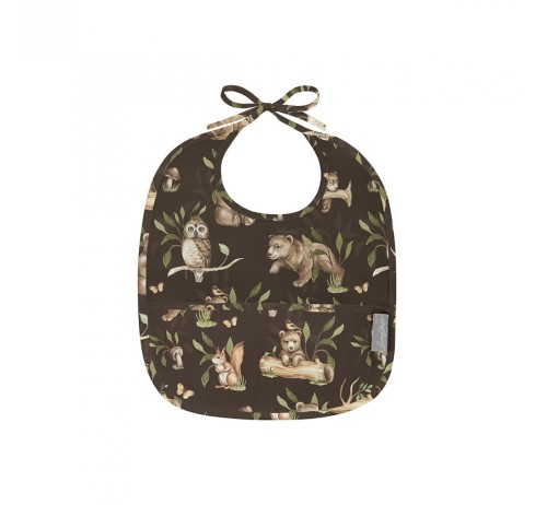 Śliniak z kieszonką wodoodporny Happy Bear Dark / Babysteps