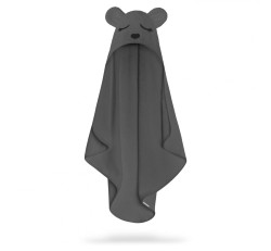 Ręcznik bambusowy z kapturkiem Miś Dark Gray / BabySteps