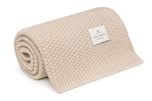 Kocyk z wełny merino 100% beige - ciepły beż My Memi