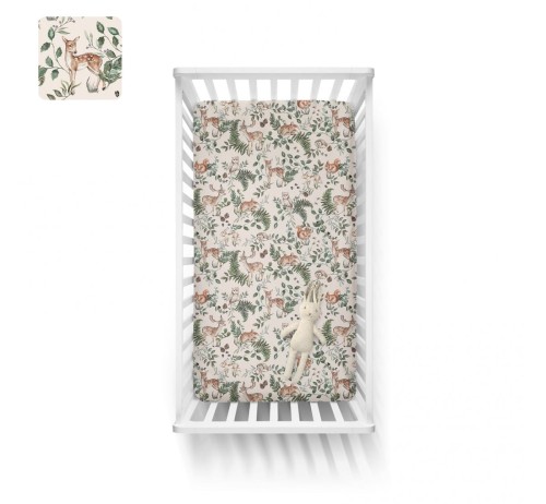 Bawełniane prześcieradło do łóżeczka Animals Garden 60x120 / BabySteps