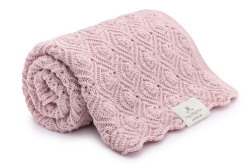 Kocyk PEARL z wełny merino 100% Powder Pink My Memi