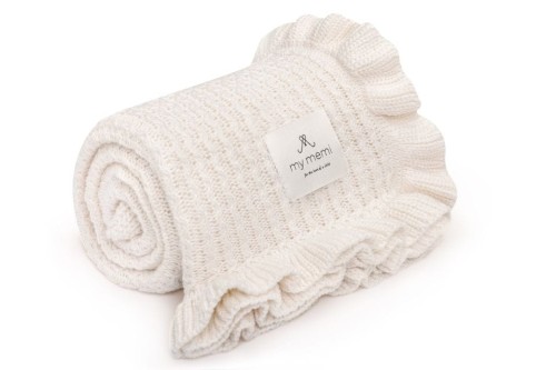 Kocyk bambusowy z falbanką 85x105 cream / My Memi