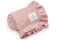 bambusowy kocyk z falbanka roz chrzest dziewczynka wyprawka 85x105 powder pink