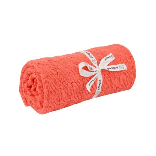Kocyk bambusowo - bawełniany warkocz koralowy 100x80 / Le Pampuch