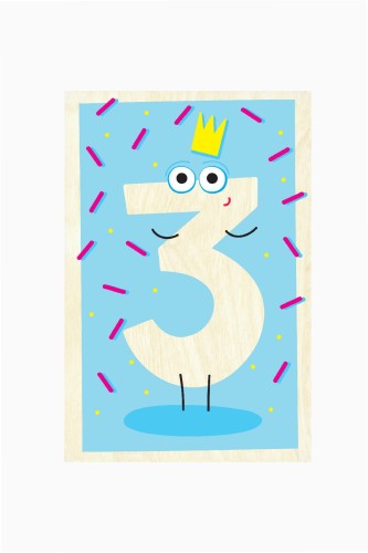 Drewniana kartka Trzecie Urodziny / Milin