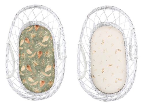 Prześcieradło do gondoli We Care 2-pak Bohemian green Bohemian botanic / Sleepee