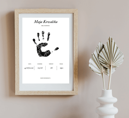 metryczka z miejscem na odbicie rączki