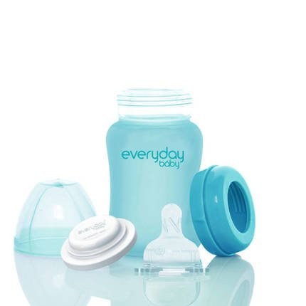 Szklana butelka reagująca na temperaturę 150 ml Turkusowa / Everyday Baby 