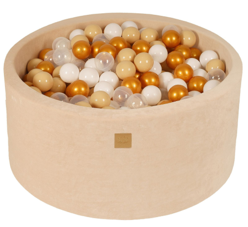Okrągły suchy basen dla dziecka welurowy Ecru MeowBaby