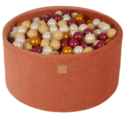 Okrągły suchy basen dla dziecka welurowy Czerwień marsala / MeowBaby