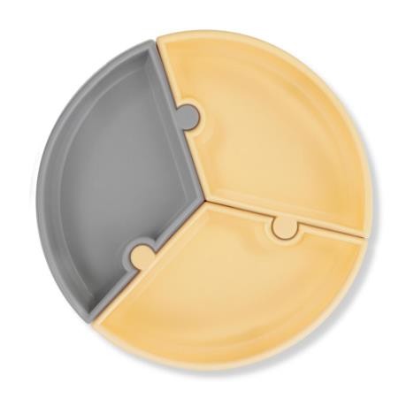 Talerzyk silikonowy Puzzle żółty szary / MinikOiOi